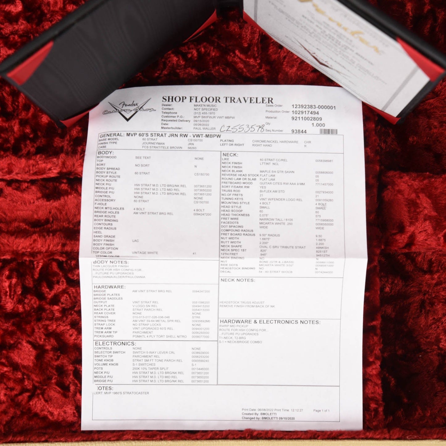 Fender Custom Shop Paul Waller Masterbuilt '60 Stratocaster Journeyman Relic Vintage White 2022 Electric Guitars / Solid Body