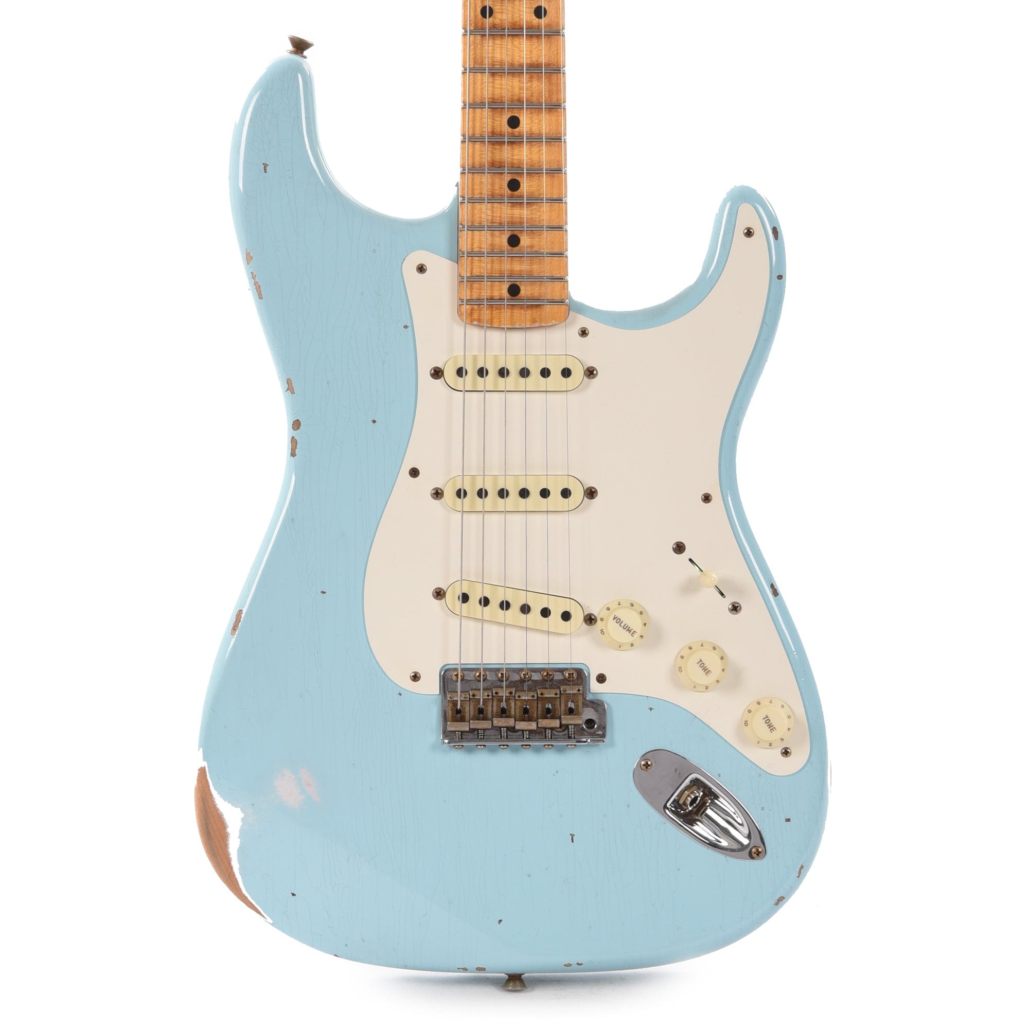 Fender Custom Shop Time Machine 1957 Stratocaster Relic Faded Aged Daphne Blue Electric Guitars / Solid Body
