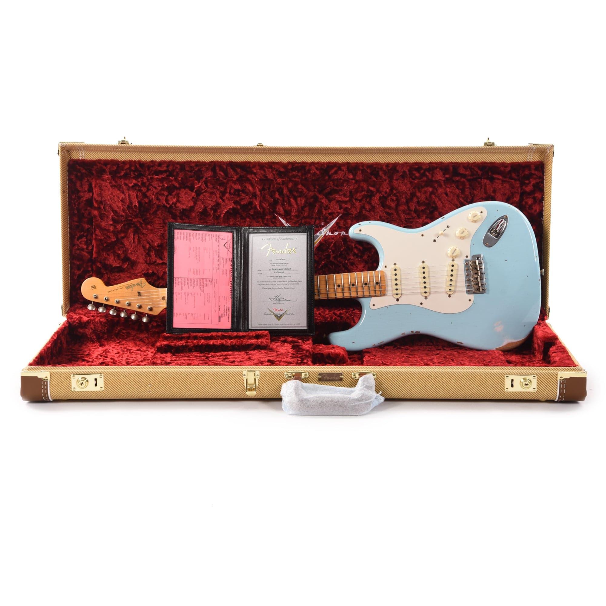 Fender Custom Shop Time Machine 1957 Stratocaster Relic Faded Aged Daphne Blue Electric Guitars / Solid Body