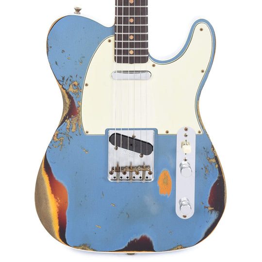 Fender Custom Shop Time Machine 1960 Telecaster Custom Relic Aged Lake Placid Blue Over Chocolate 3-Color Sunburst Electric Guitars / Solid Body