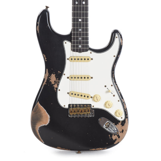 Fender Custom Shop Time Machine 1967 Stratocaster Heavy Relic Aged Black Electric Guitars / Solid Body