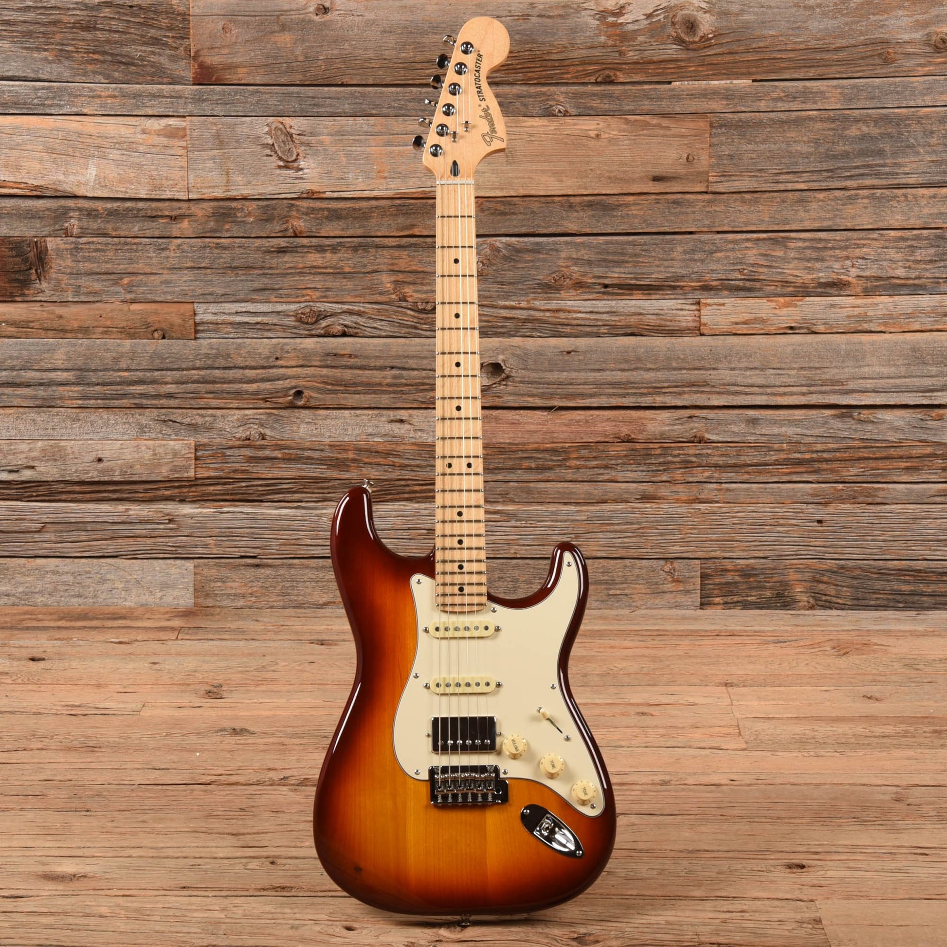fender deluxe stratocaster hss tobacco sunburst American QMT 2005 #DZ5001504 radius fingerboard with 22 medium Fender Deluxe Stratocaster HSS, Tobacco
