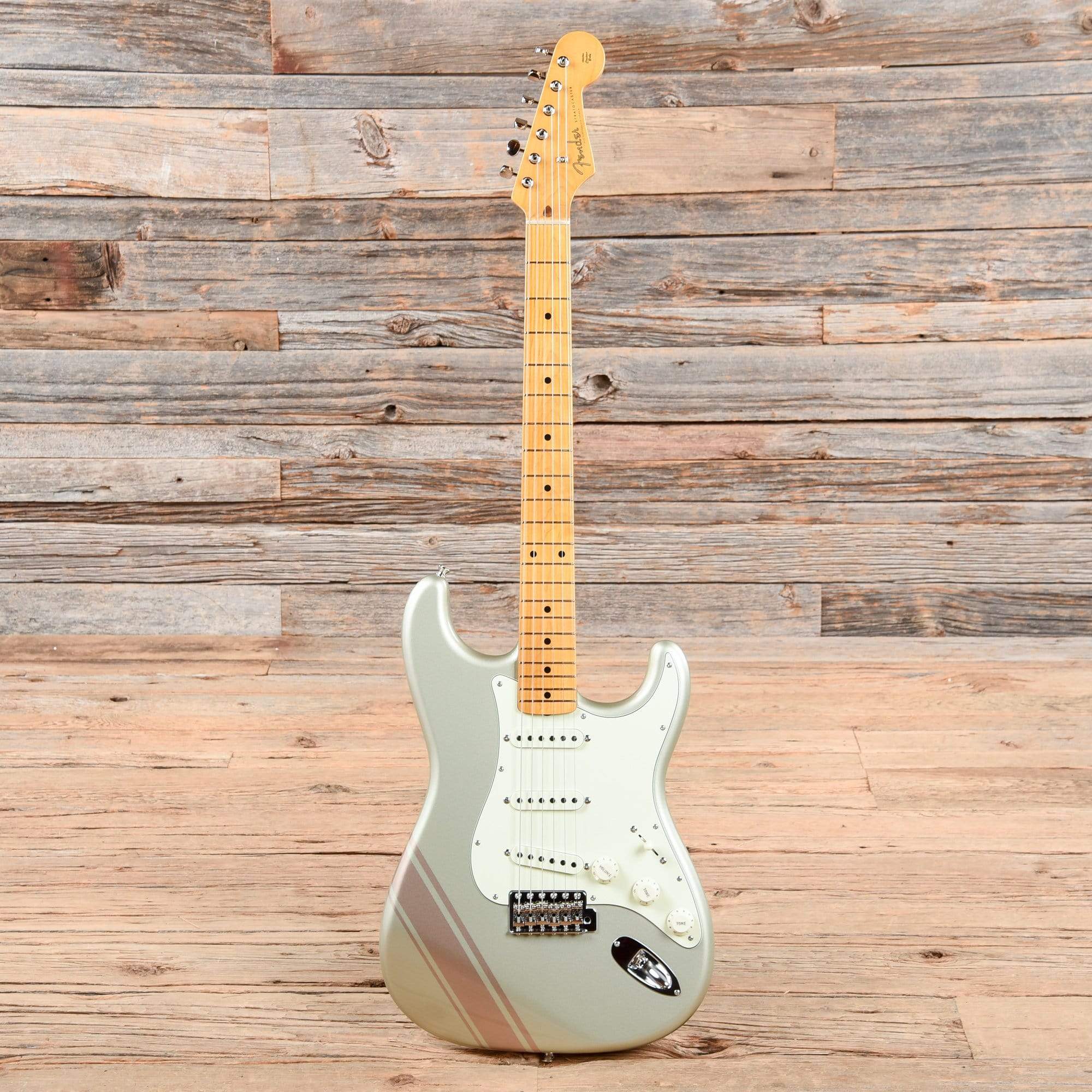 Fender MIJ FSR '50s Stratocaster Inca Silver w/Shoreline Gold Stripe Electric Guitars / Solid Body