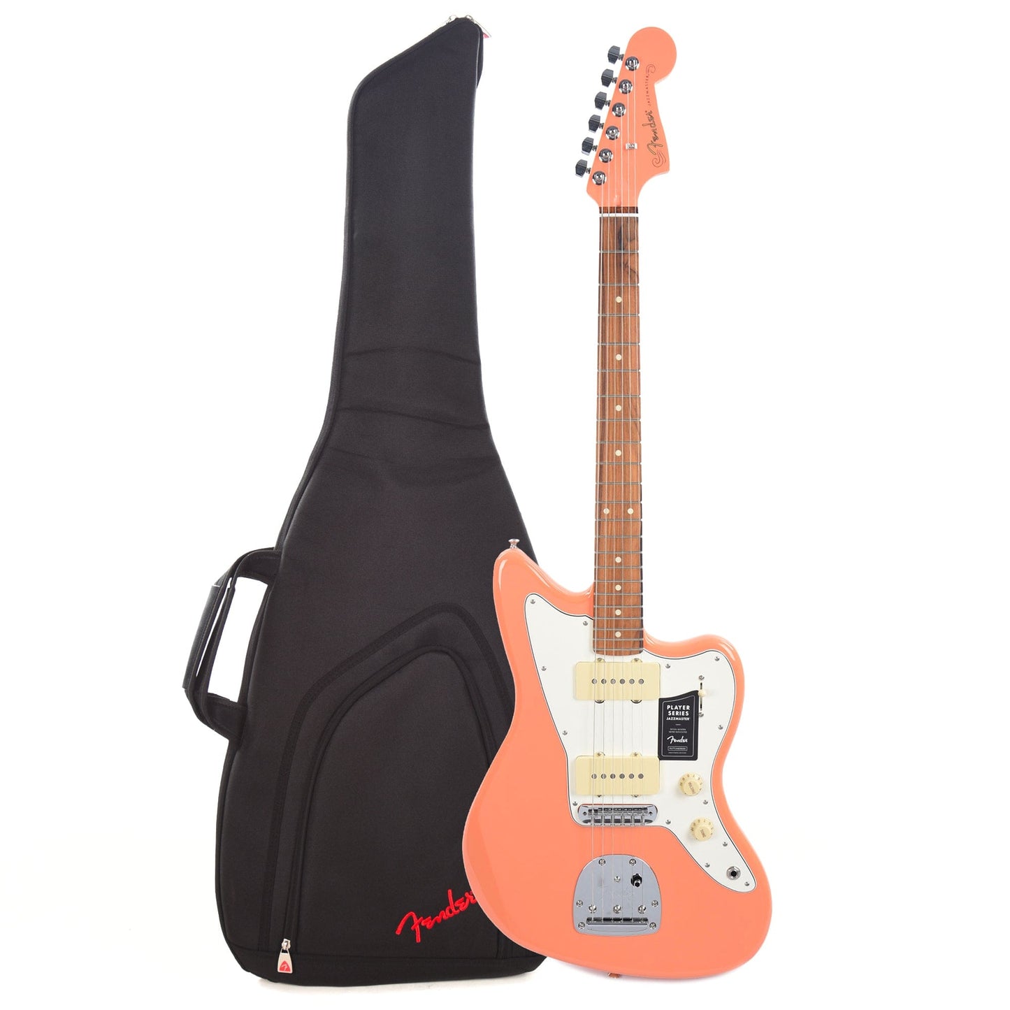 Fender Player Jazzmaster Pacific Peach w/Matching Headcap, Pure Vintage '65 Pickups, & Series/Parallel 4-Way (CME Exclusive) and Gig Bag Bundle Electric Guitars / Solid Body