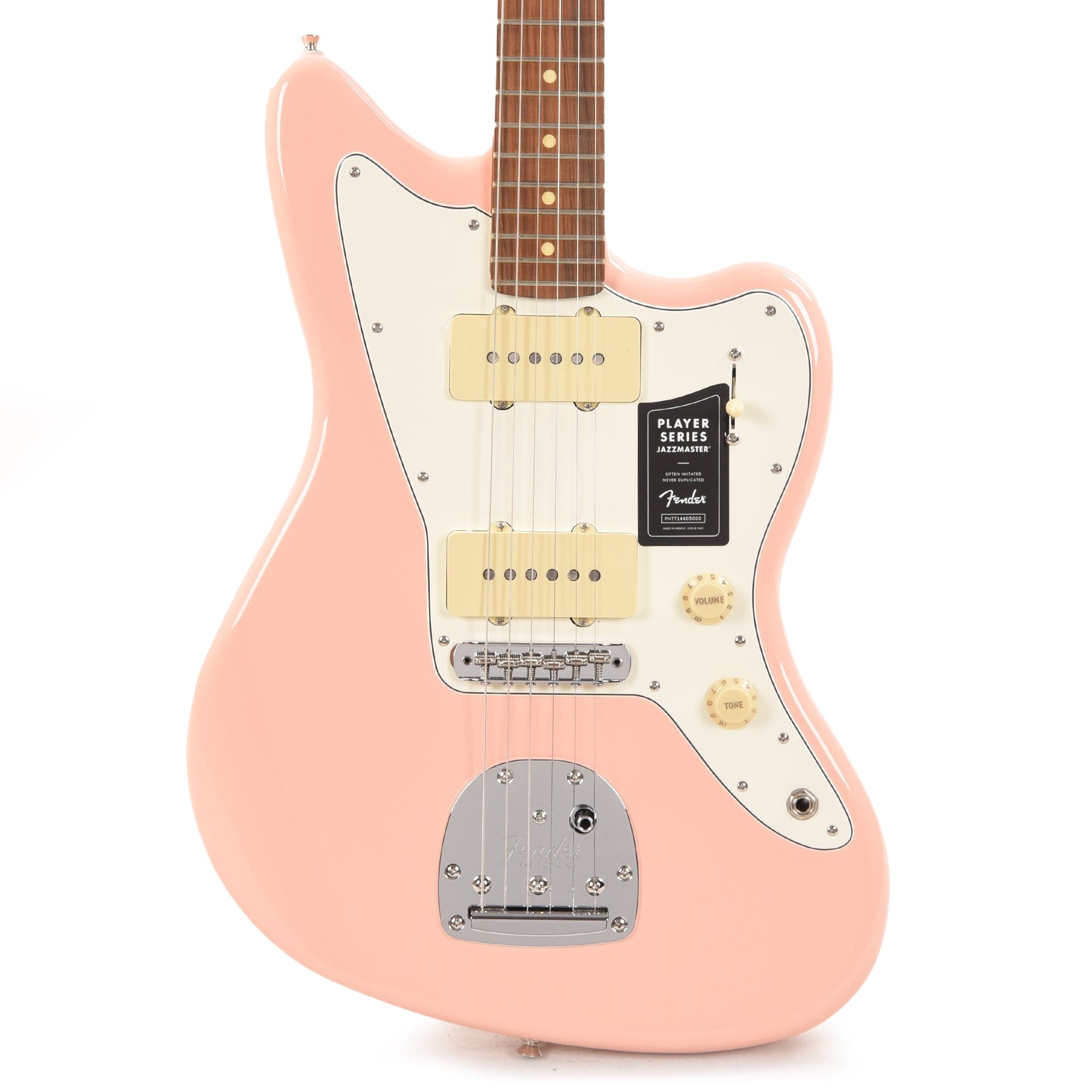 Shell Pink Fender Model Fender Player Jazzmaster Shell Pink w/Olympic White Headcap, Pure Vint ...