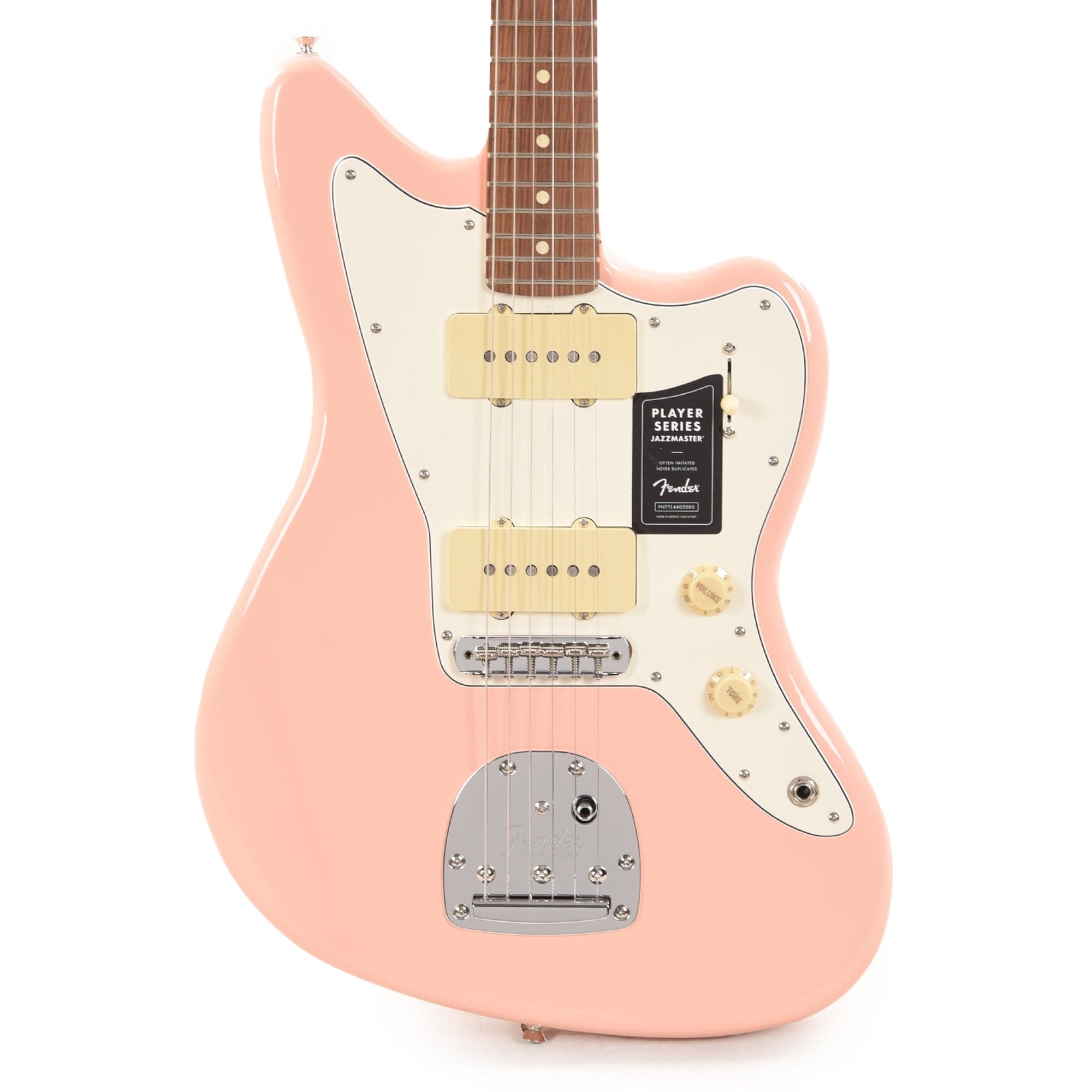 Shell Pink Fender Model Fender Player Jazzmaster Shell Pink w/Olympic White Headcap, Pure Vint ...