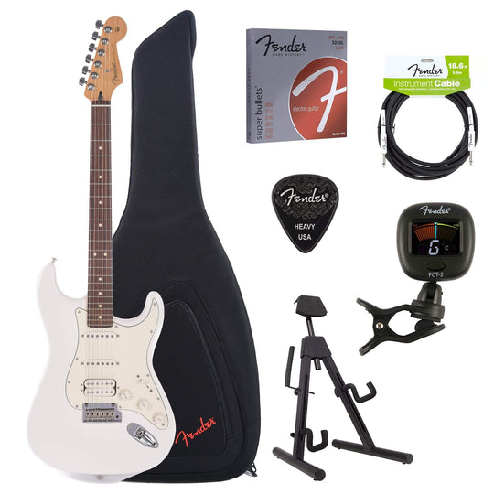 Fender Player Stratocaster HSS Polar White Bundle w/Fender Gig Bag, Stand, Cable, Tuner, Picks and Strings Electric Guitars / Solid Body