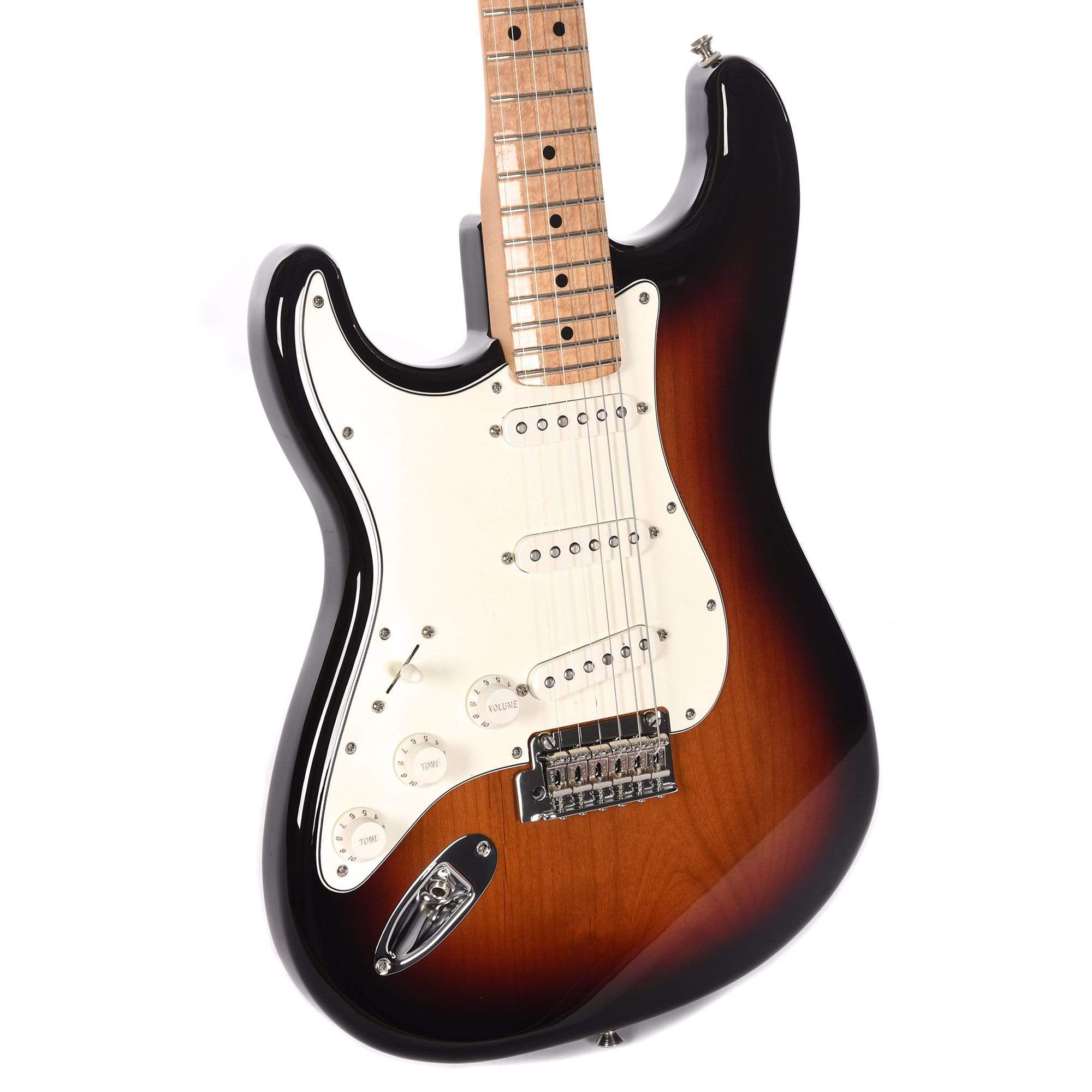 Fender Player Stratocaster LEFTY 3-Color Sunburst Bundle w/Fender Gig Bag, Stand, Cable, Tuner, Picks and Strings Electric Guitars / Solid Body