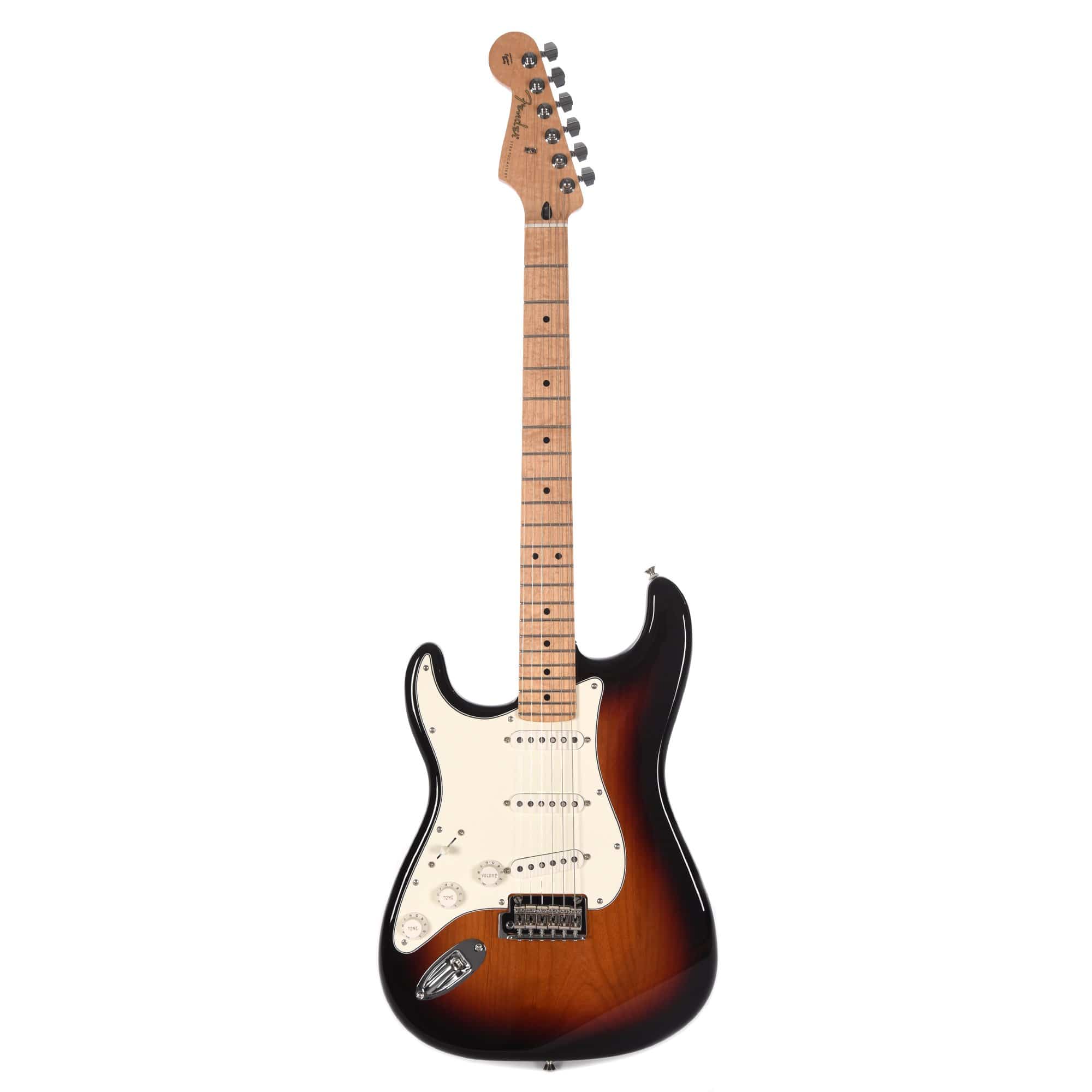 Fender Player Stratocaster LEFTY 3-Color Sunburst Bundle w/Fender Gig Bag, Stand, Cable, Tuner, Picks and Strings Electric Guitars / Solid Body