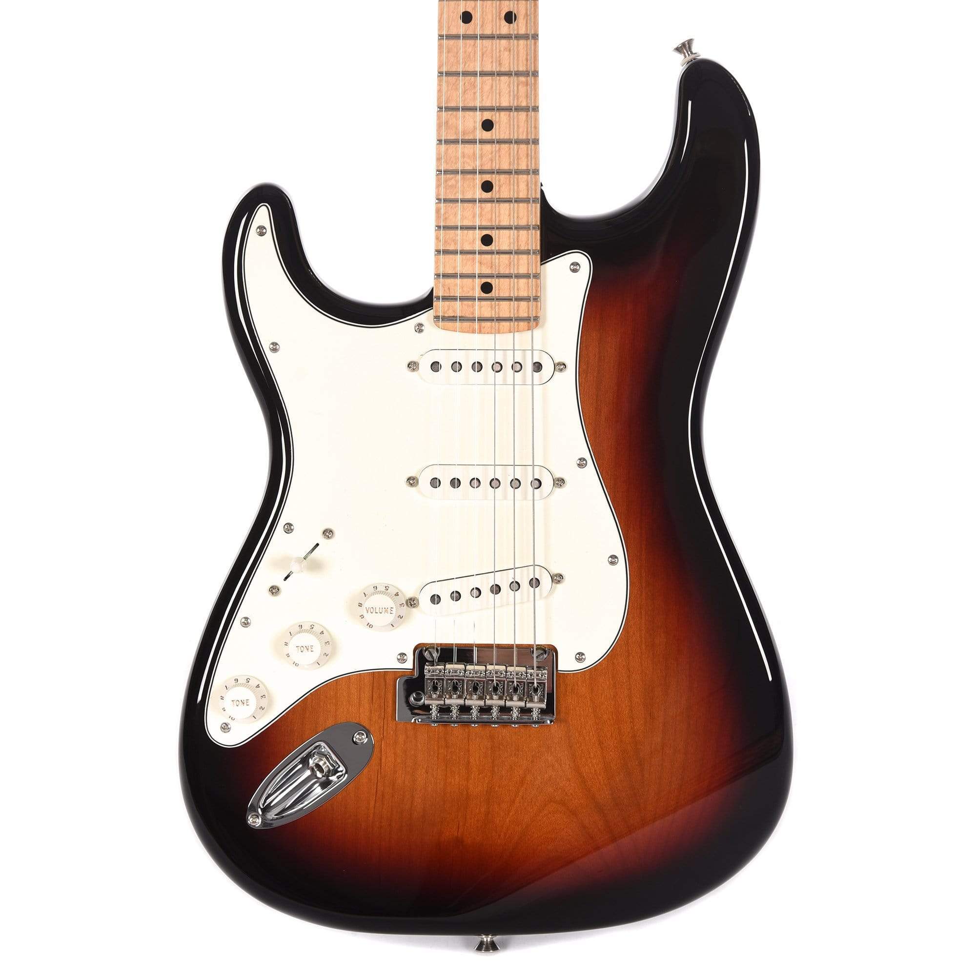 Fender Player Stratocaster LEFTY 3-Color Sunburst Bundle w/Fender Gig Bag, Stand, Cable, Tuner, Picks and Strings Electric Guitars / Solid Body