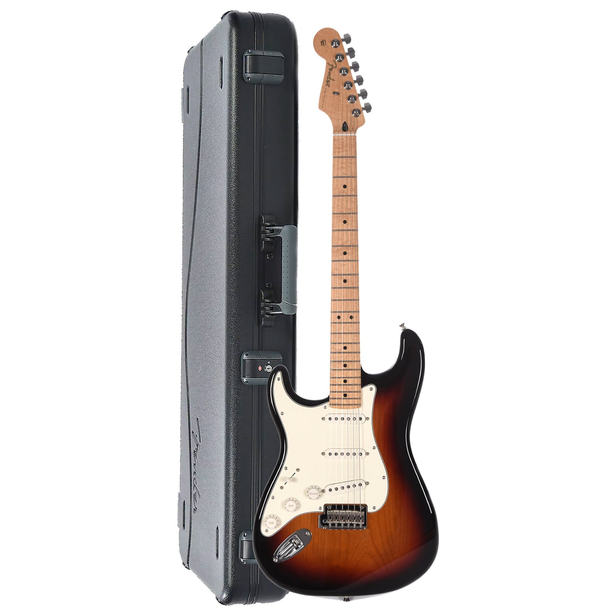 Fender Player Stratocaster LEFTY 3-Color Sunburst Bundle w/Fender Molded Hardshell Case Electric Guitars / Solid Body