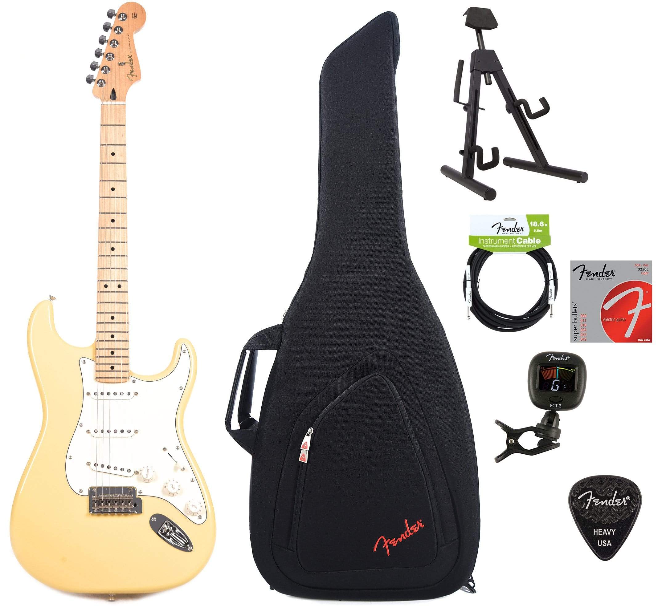 Fender Player Stratocaster MN Buttercream Bundle w/Fender Gig Bag, Stand, Cable, Tuner, Picks and Strings Electric Guitars / Solid Body