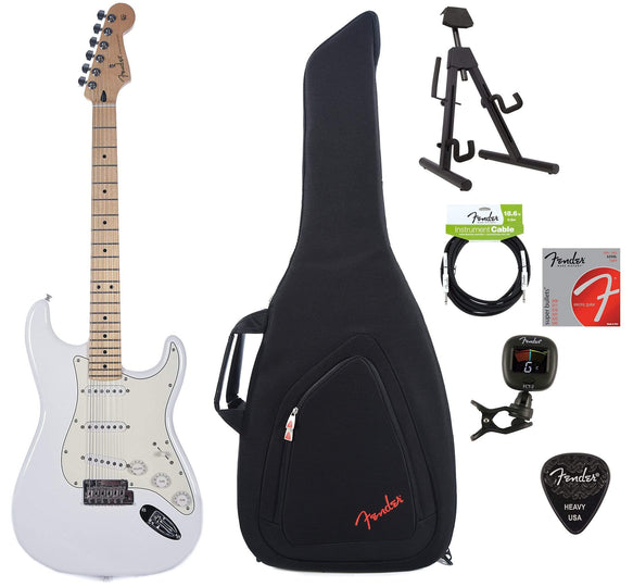 Fender Player Stratocaster MN Polar White Bundle w/Fender Gig Bag, Stand, Cable, Tuner, Picks and Strings Electric Guitars / Solid Body