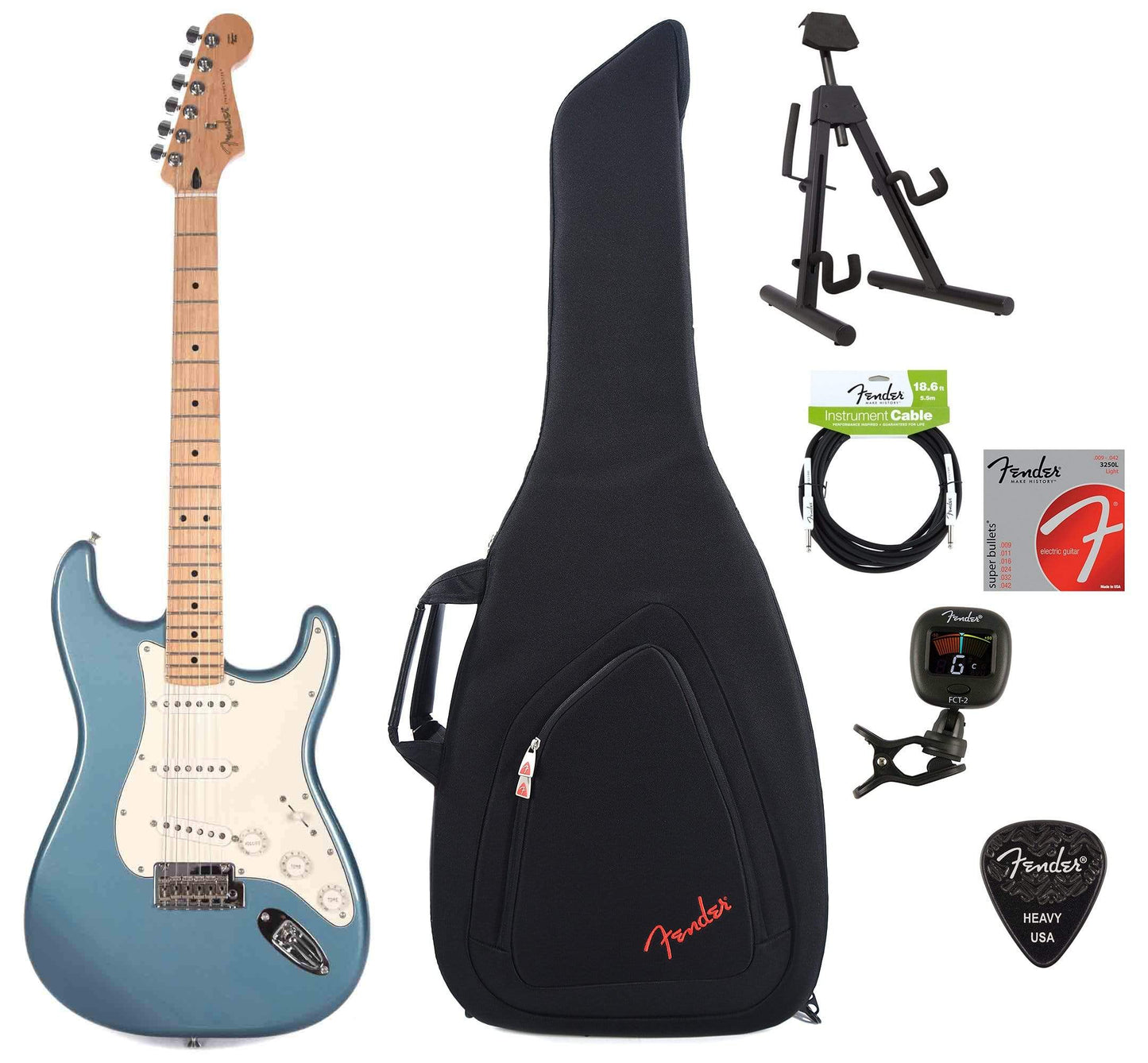 Fender Player Stratocaster MN Tidepool Bundle w/Fender Gig Bag, Stand, Cable, Tuner, Picks and Strings Electric Guitars / Solid Body