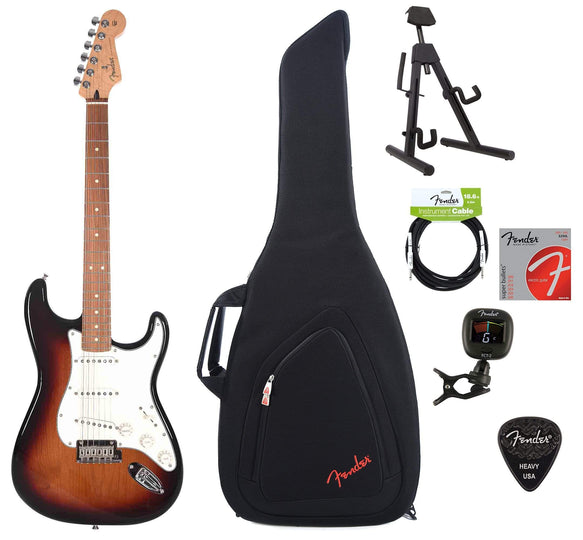 Fender Player Stratocaster PF 3-Color Sunburst Bundle w/Fender Gig Bag, Stand, Cable, Tuner, Picks and Strings Electric Guitars / Solid Body