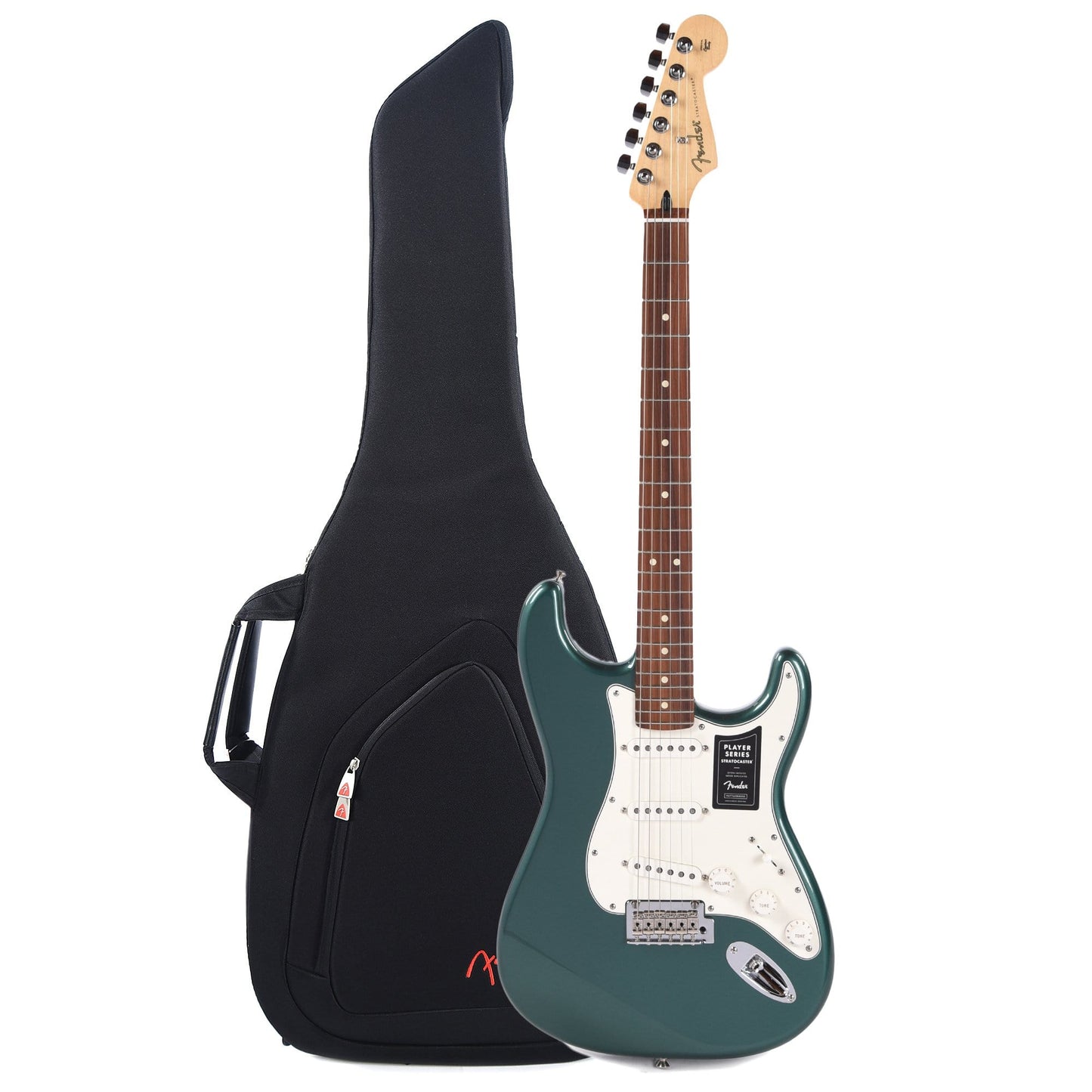 Fender Player Stratocaster Sherwood Green Metallic w/3-Ply Parchment Pickguard and Gig Bag Bundle Electric Guitars / Solid Body