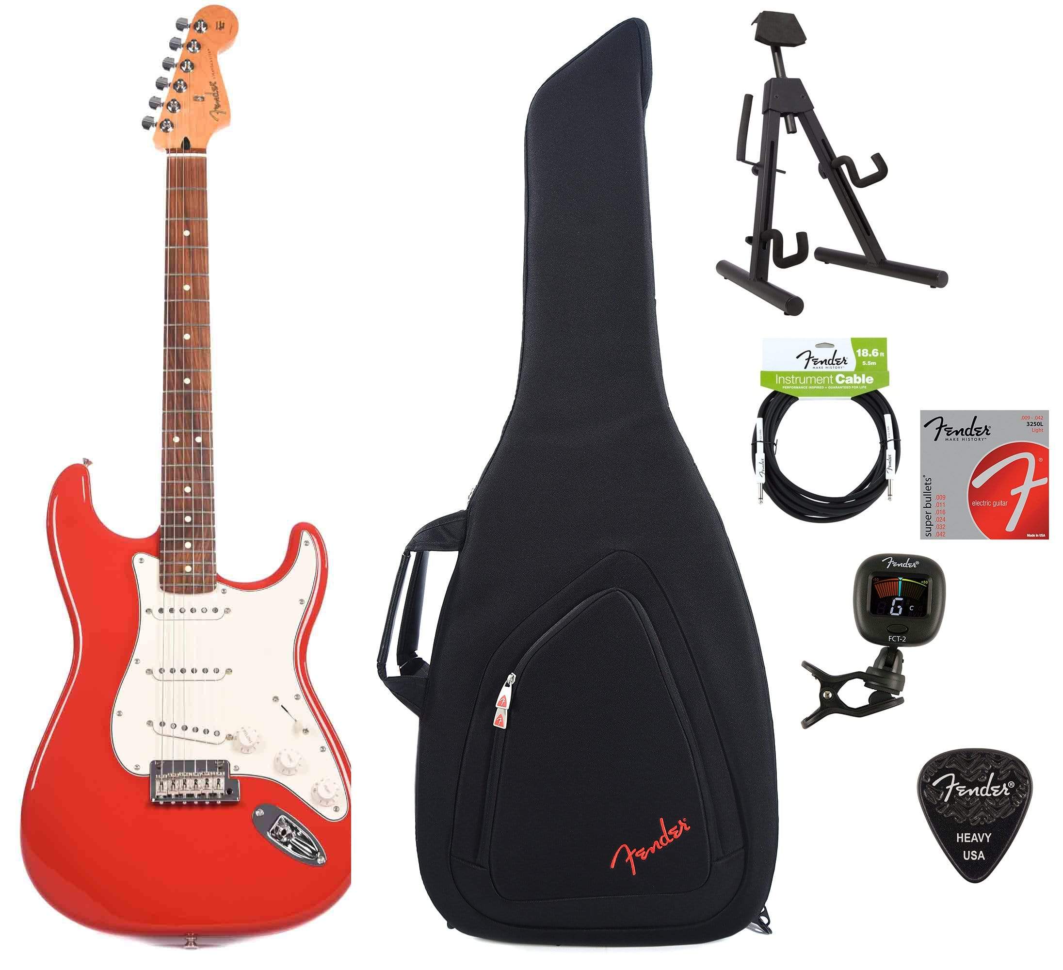 Fender Player Stratocaster PF Sonic Red Bundle w/Fender Gig Bag, Stand, Cable, Tuner, Picks and Strings Electric Guitars / Solid Body