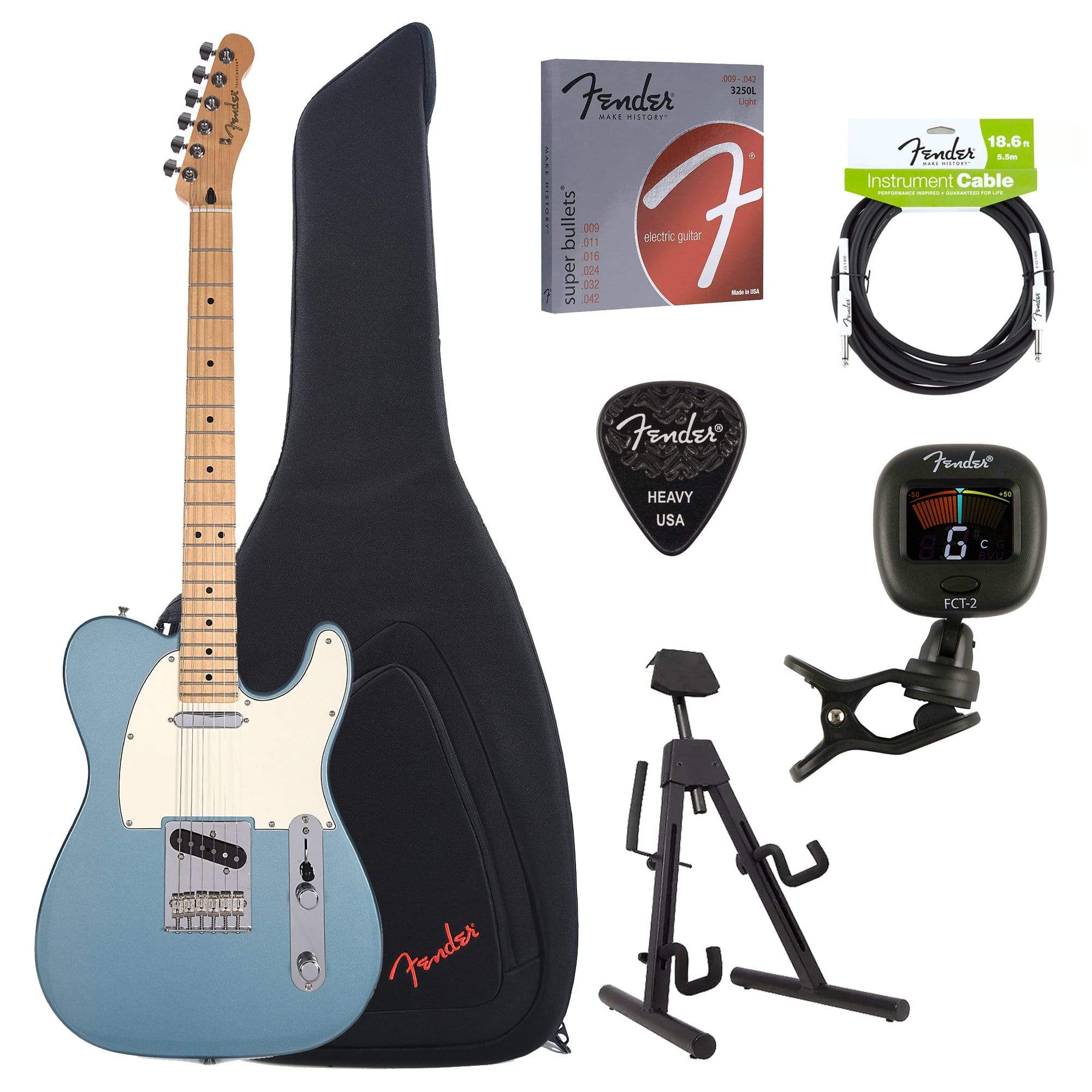 Fender Player Telecaster Tidepool Bundle w/Fender Gig Bag, Stand, Cable, Tuner, Picks and Strings Electric Guitars / Solid Body