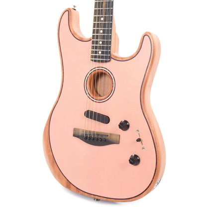 Fender American Acoustasonic Stratocaster Shell Pink w/Tortoise Rosette & Purfling Acoustic Guitars / Built-in Electronics