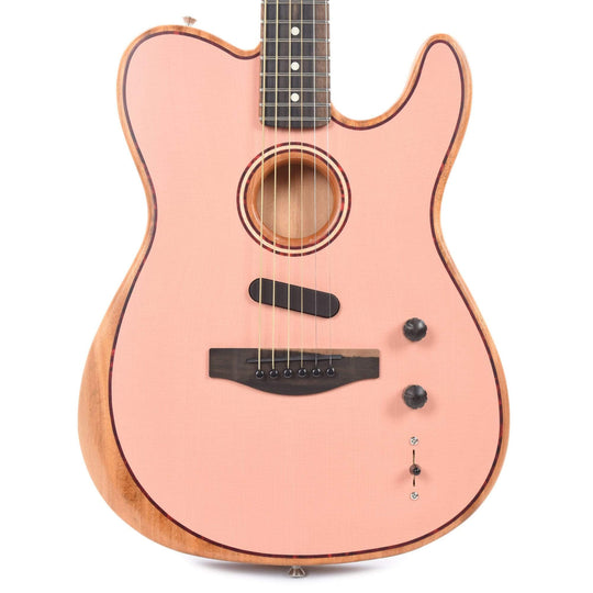 Fender American Acoustasonic Telecaster Shell Pink w/Tortoise Rosette & Purfling Acoustic Guitars / Built-in Electronics