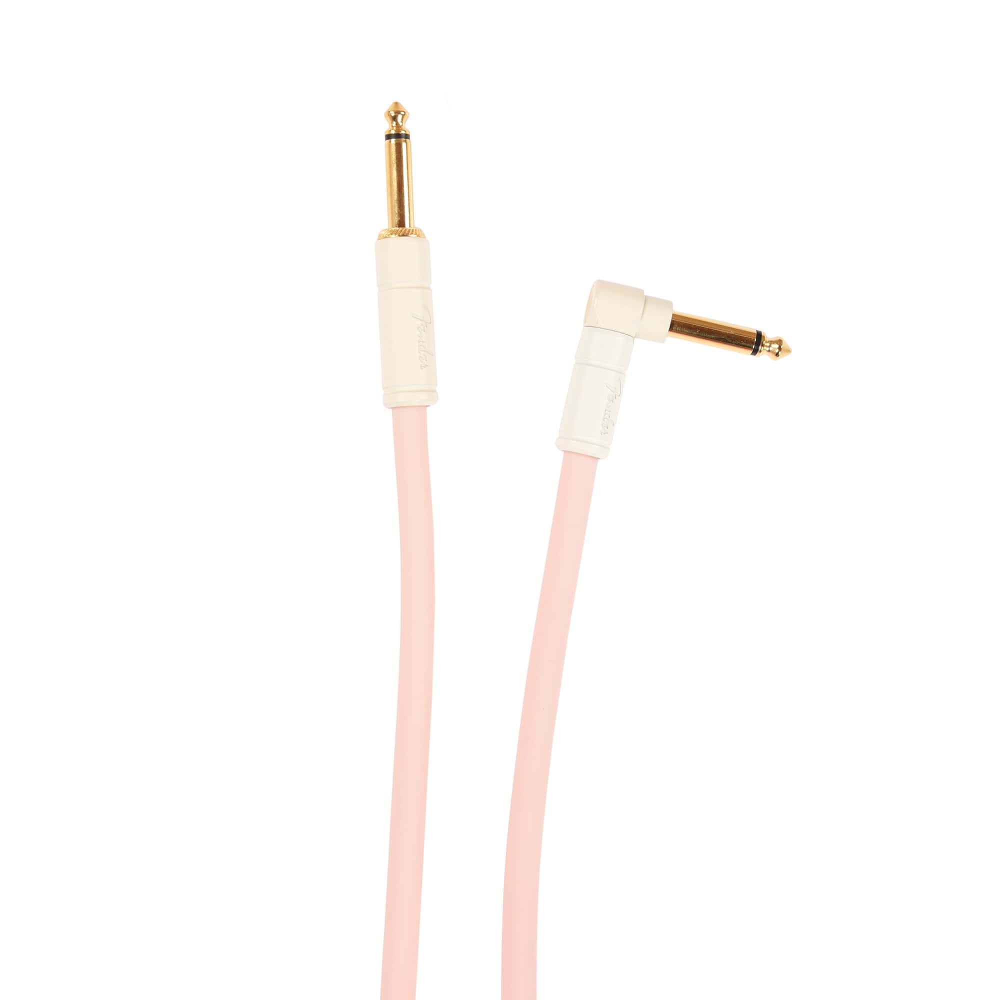 Fender Deluxe Instrument Cable Shell Pink 10' Angle-Straight