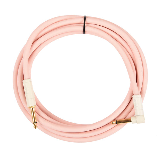 Fender Deluxe Instrument Cable Shell Pink 15' Angle-Straight