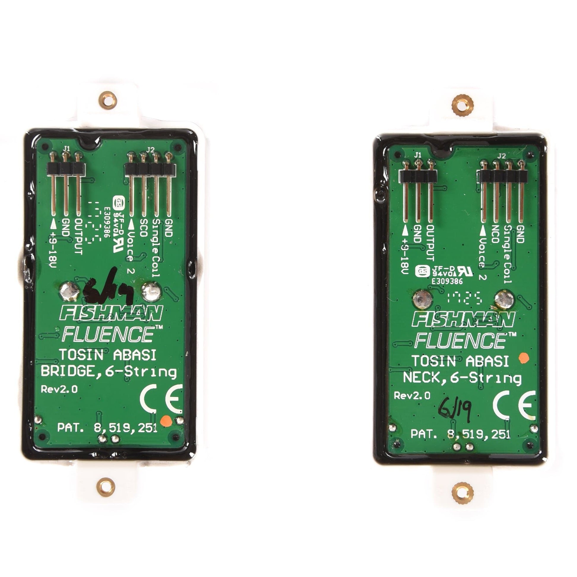 Fishman Fluence Signature Series Tosin Abasi 6-String Pickup Set White Parts / Guitar Pickups