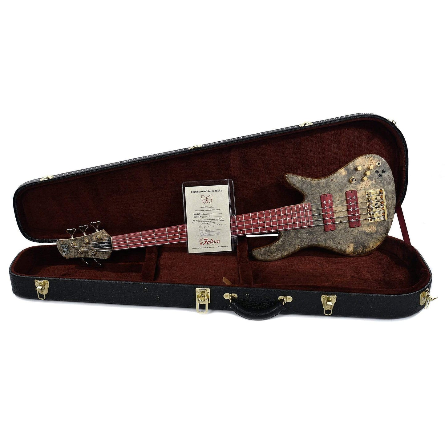 Fodera Emperor Bolt On 5 Buckeye Burl Top Walnut Body w/Purpleheart Fingerboard Bass Guitars / 5-String or More