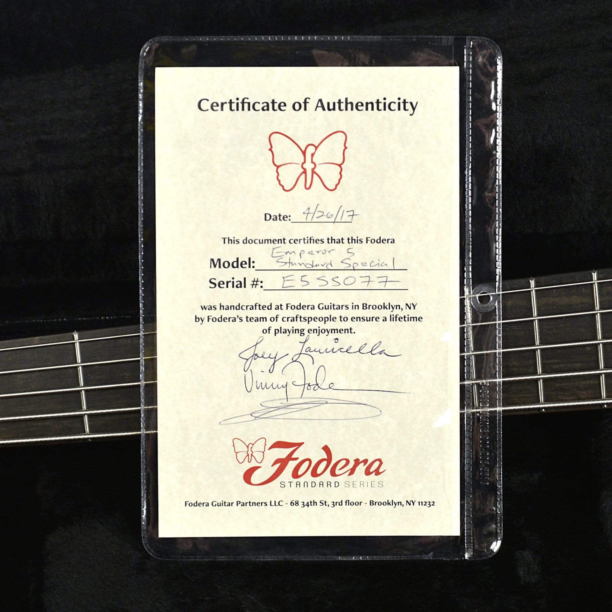 Fodera Emperor Standard Special 5 String Bass Black Satin Bass Guitars / 5-String or More