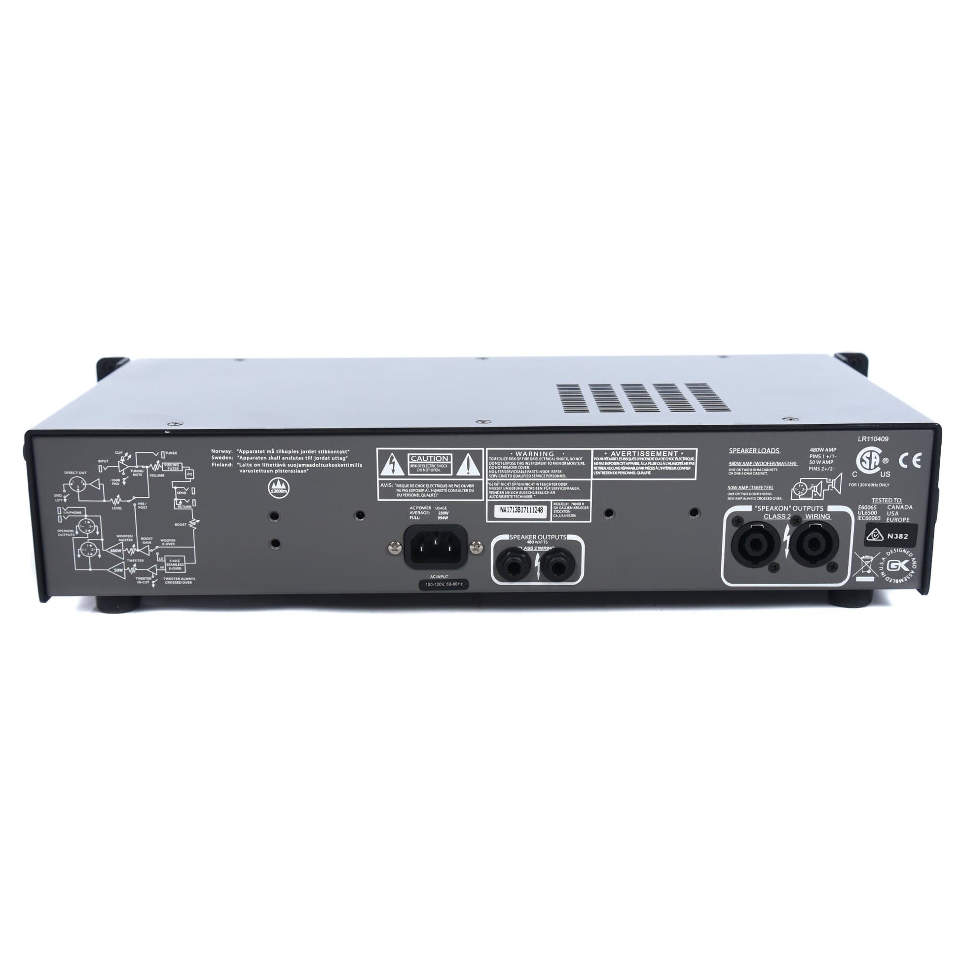 Gallien-Krueger 700RB-II 480+50W Head Speakon Cable Bundle Amps / Bass Heads