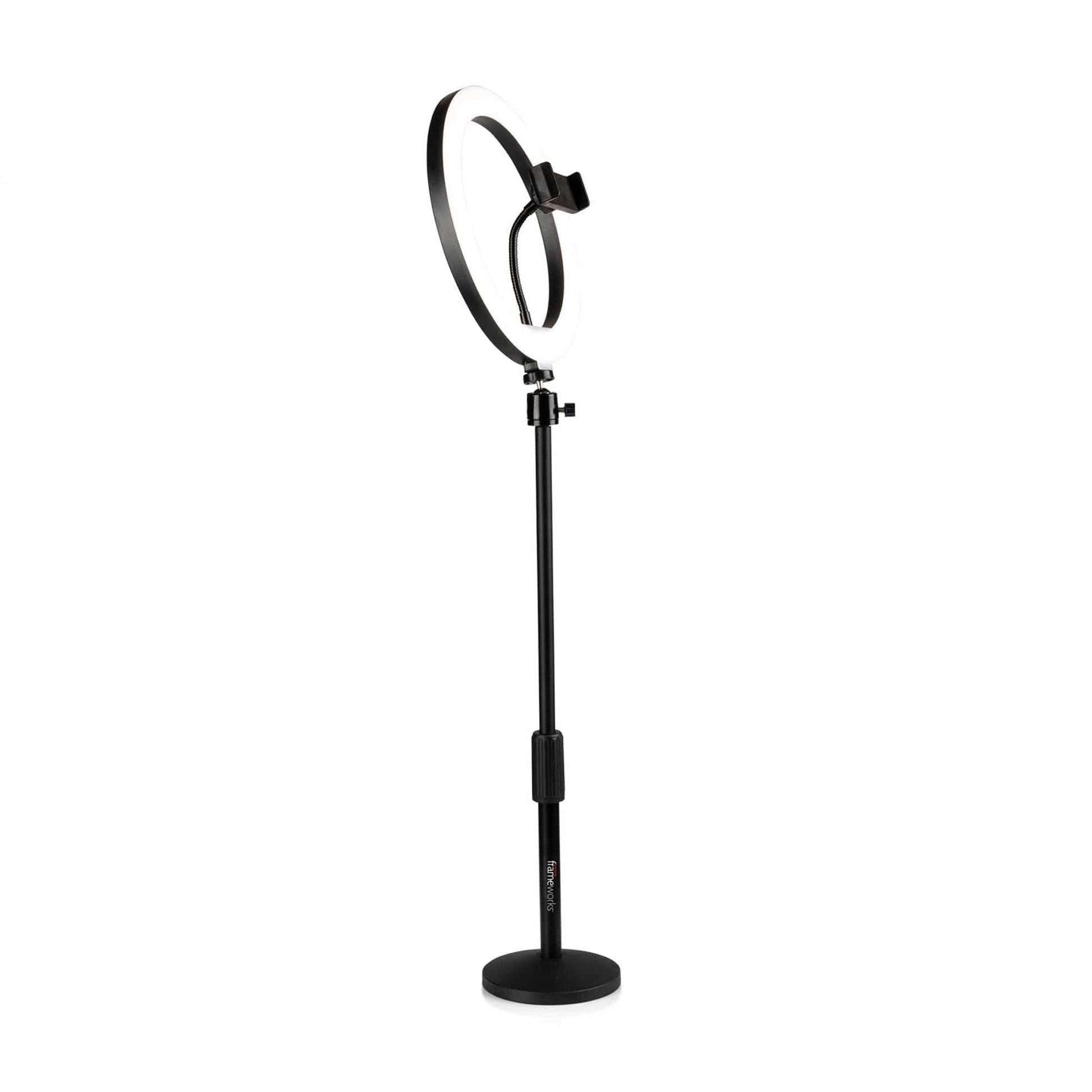 Gator Frameworks 10" LED Desktop Ring Light Stand w/Phone Holder & Compact Weighted Base Accessories / Stands