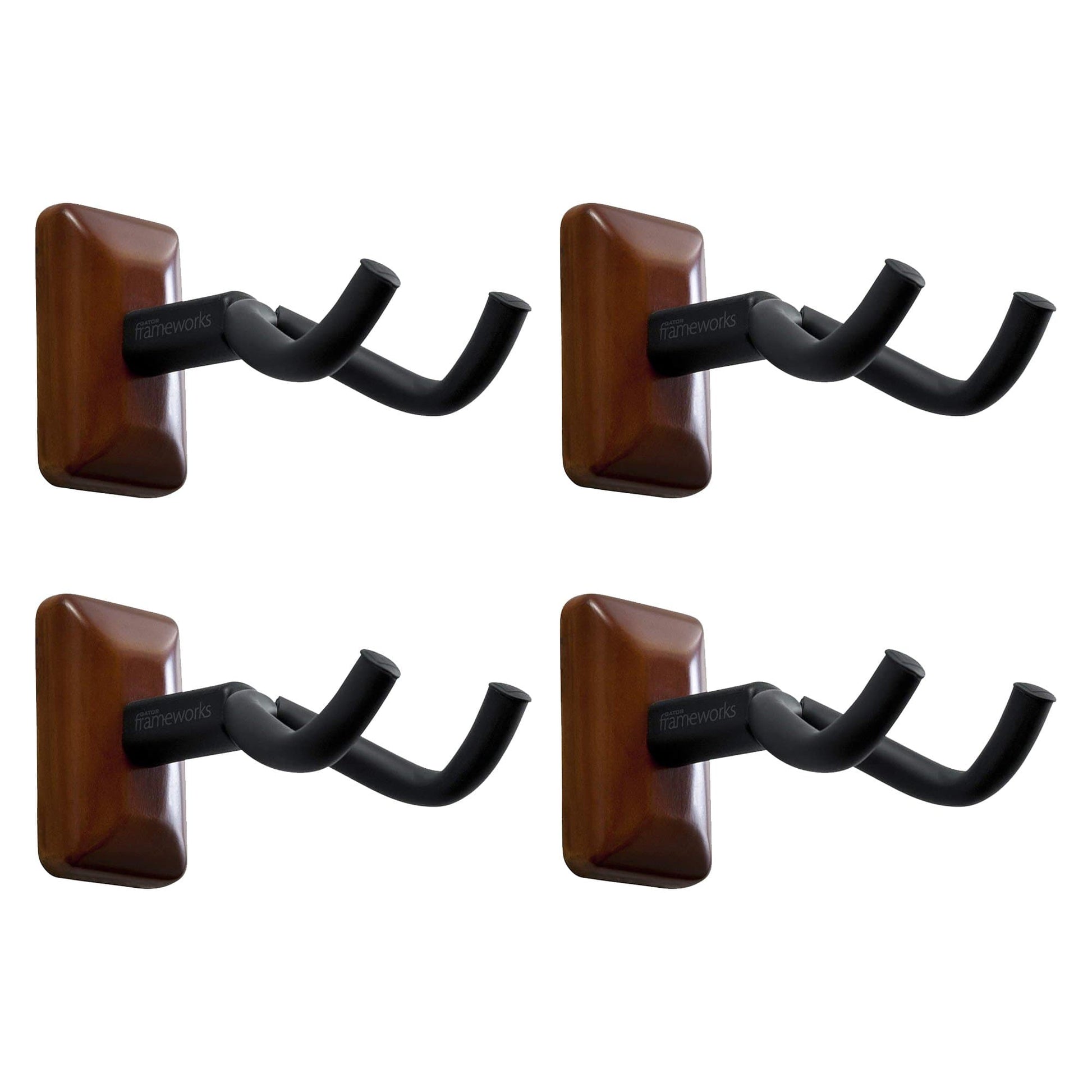Gator Frameworks Wall Mount Guitar Hanger Mahogany 4 Pack Bundle Accessories / Stands