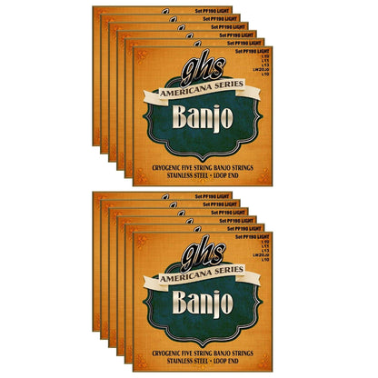 GHS Americana Series Banjo Light 10-20 (12 Pack Bundle) Accessories / Strings / Banjo Strings