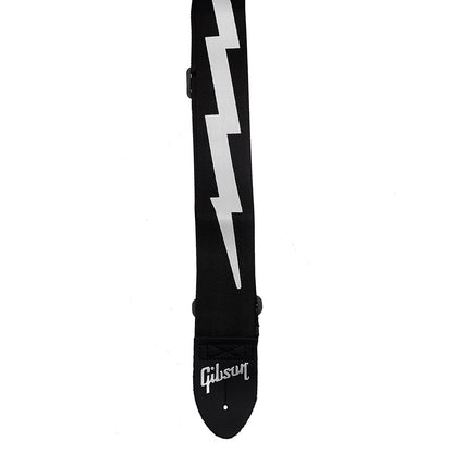 Gibson Lightning Bolt Style 2" Safety Strap - Jet Black Accessories / Cables