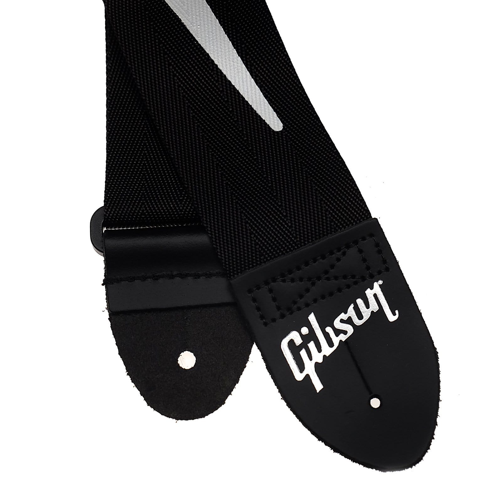 Gibson Lightning Bolt Style 2" Safety Strap - Jet Black Accessories / Cables