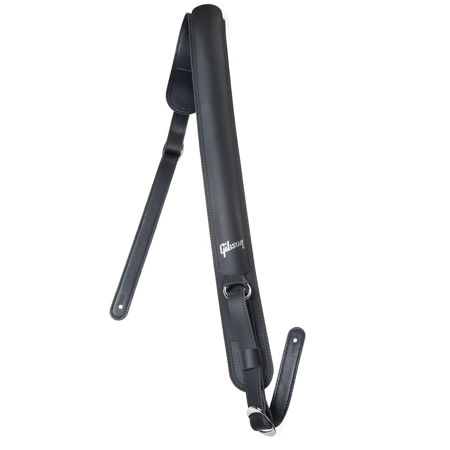 Gibson Gear Slingshot Strap Black Top Grain Leather w/Elastic Pull Accessories / Straps