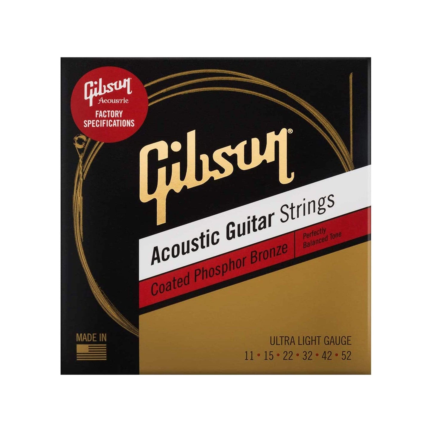 Gibson Coated Phosphor Bronze Acoustic Guitar Strings Ultra-Light Gauge 11-52 Accessories / Strings / Guitar Strings