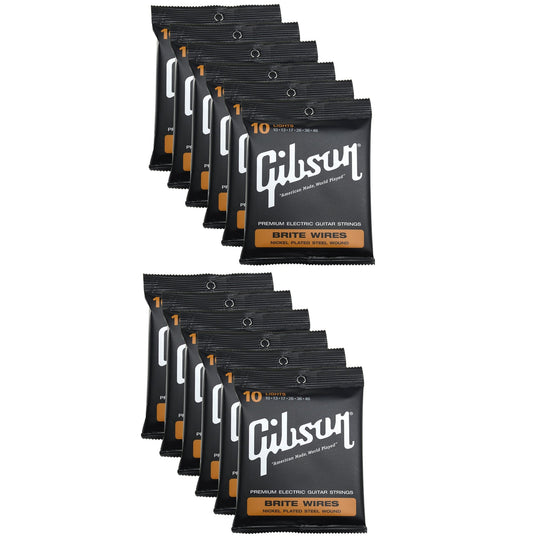 Gibson Gear Brite Wires Electric Guitar Strings Light 10-46 (12 Pack Bundle) Accessories / Strings / Guitar Strings