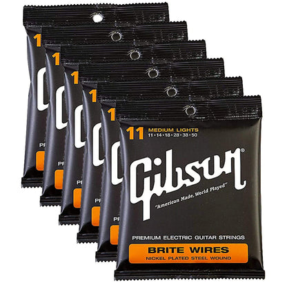 Gibson Gear Brite Wires Electric Guitar Strings Medium Light 11-50 (6 Pack Bundle) Accessories / Strings / Guitar Strings