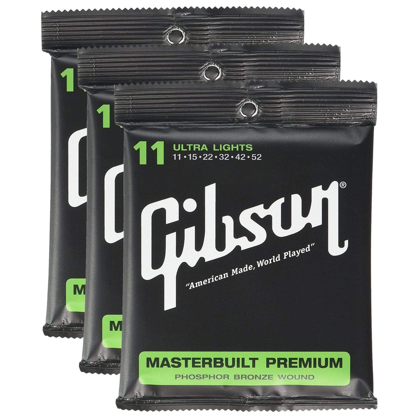 Gibson Gear J-200 Phosphor Bronze Acoustic Guitar Strings 11-52 (3 Pack Bundle) Accessories / Strings / Guitar Strings