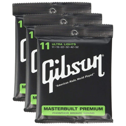 Gibson Gear J-200 Phosphor Bronze Acoustic Guitar Strings 11-52 (3 Pack Bundle) Accessories / Strings / Guitar Strings