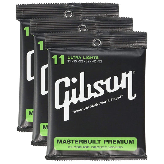 Gibson Gear J-200 Phosphor Bronze Acoustic Guitar Strings 11-52 (3 Pack Bundle) Accessories / Strings / Guitar Strings