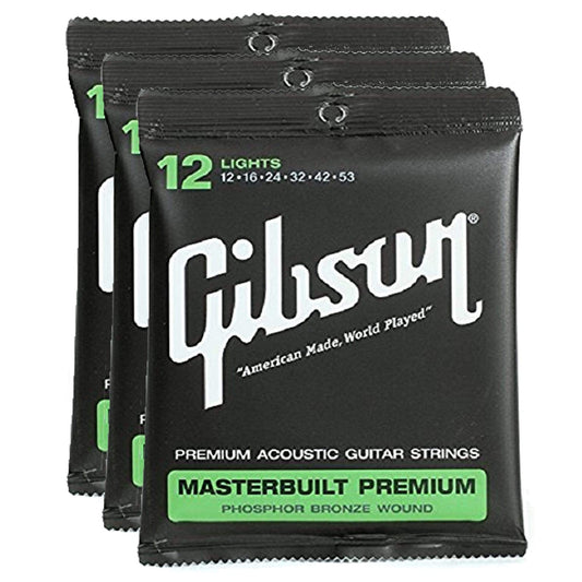 Gibson Gear J-200 Phosphor Bronze Acoustic Guitar Strings 12-53 (3 Pack Bundle) Accessories / Strings / Guitar Strings
