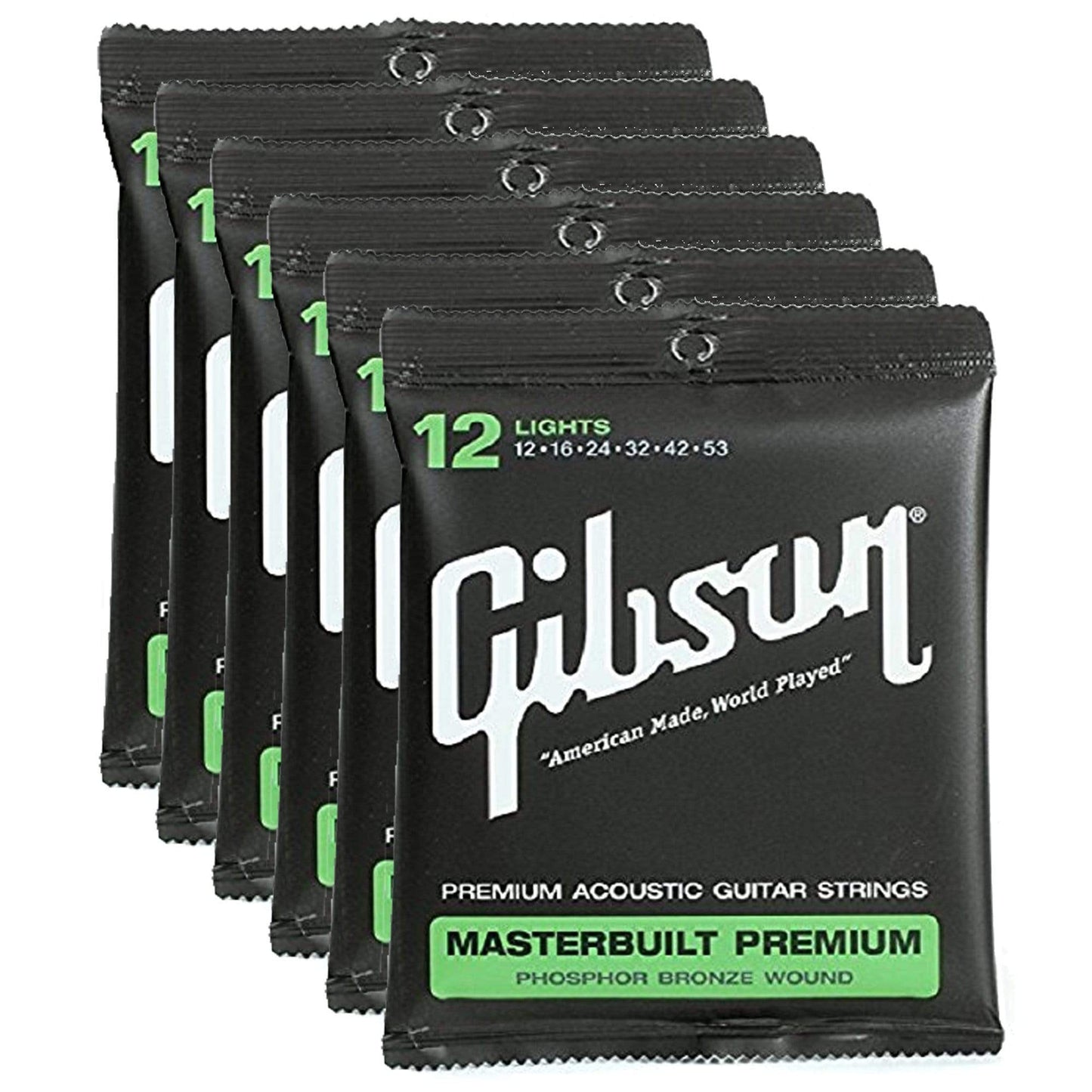 Gibson Gear J-200 Phosphor Bronze Acoustic Guitar Strings 12-53 (6 Pack Bundle) Accessories / Strings / Guitar Strings