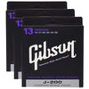 Gibson Gear J-200 Phosphor Bronze Acoustic Guitar Strings 13-56 (3 Pack Bundle) Accessories / Strings / Guitar Strings