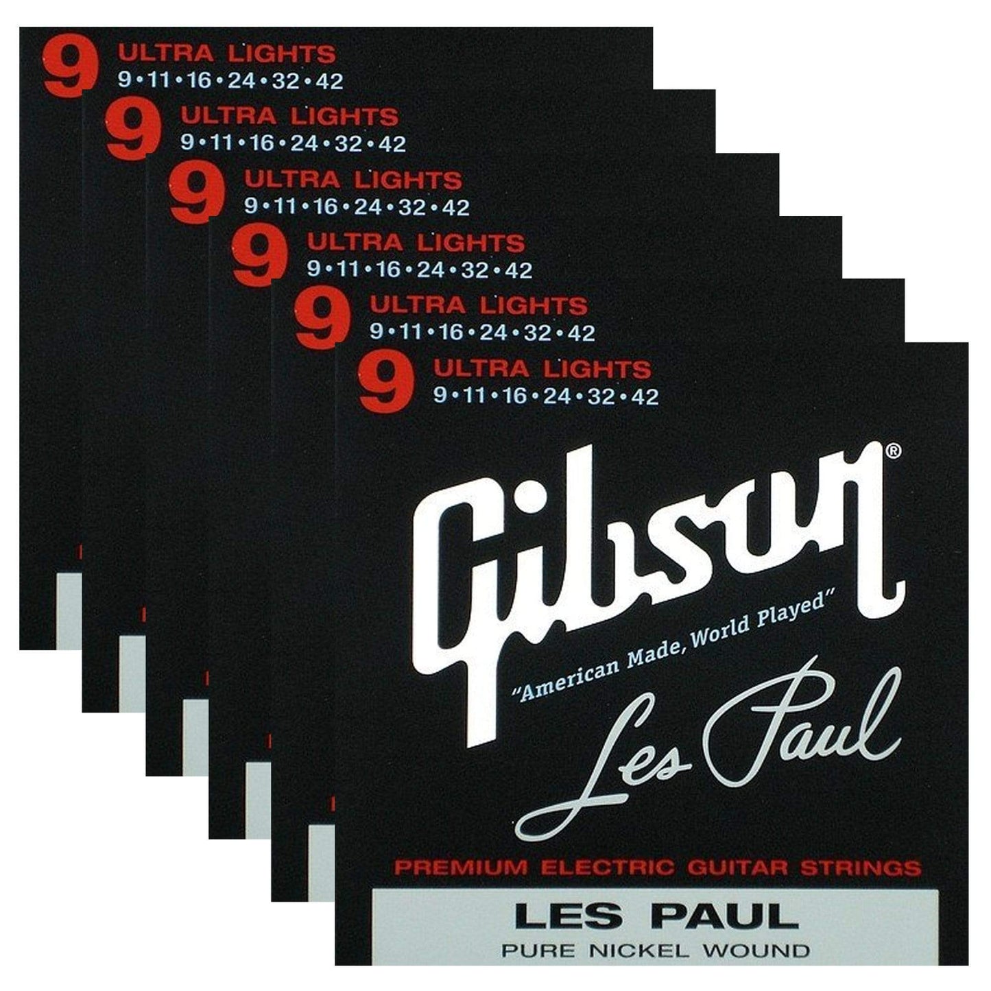 Gibson Gear Les Paul Electric Guitar Strings 9-42 (6 Pack Bundle) Accessories / Strings / Guitar Strings