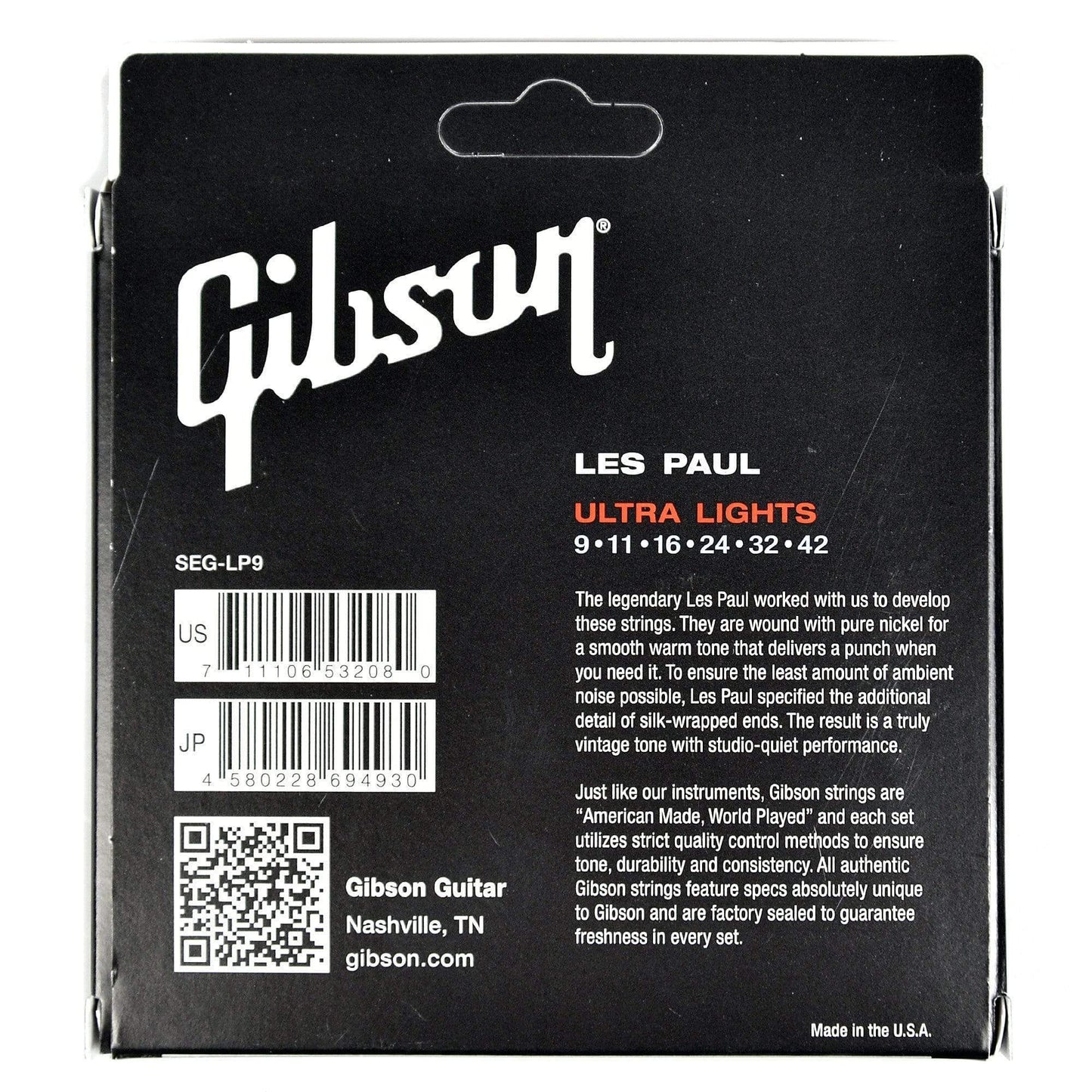 Gibson Gear Les Paul Electric Guitar Strings 9-42 Accessories / Strings / Guitar Strings