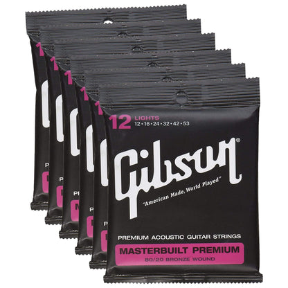 Gibson Gear Masterbuilt Premium 80/20 Bronze Acoustic Guitar Strings 12-53 (6 Pack Bundle) Accessories / Strings / Guitar Strings
