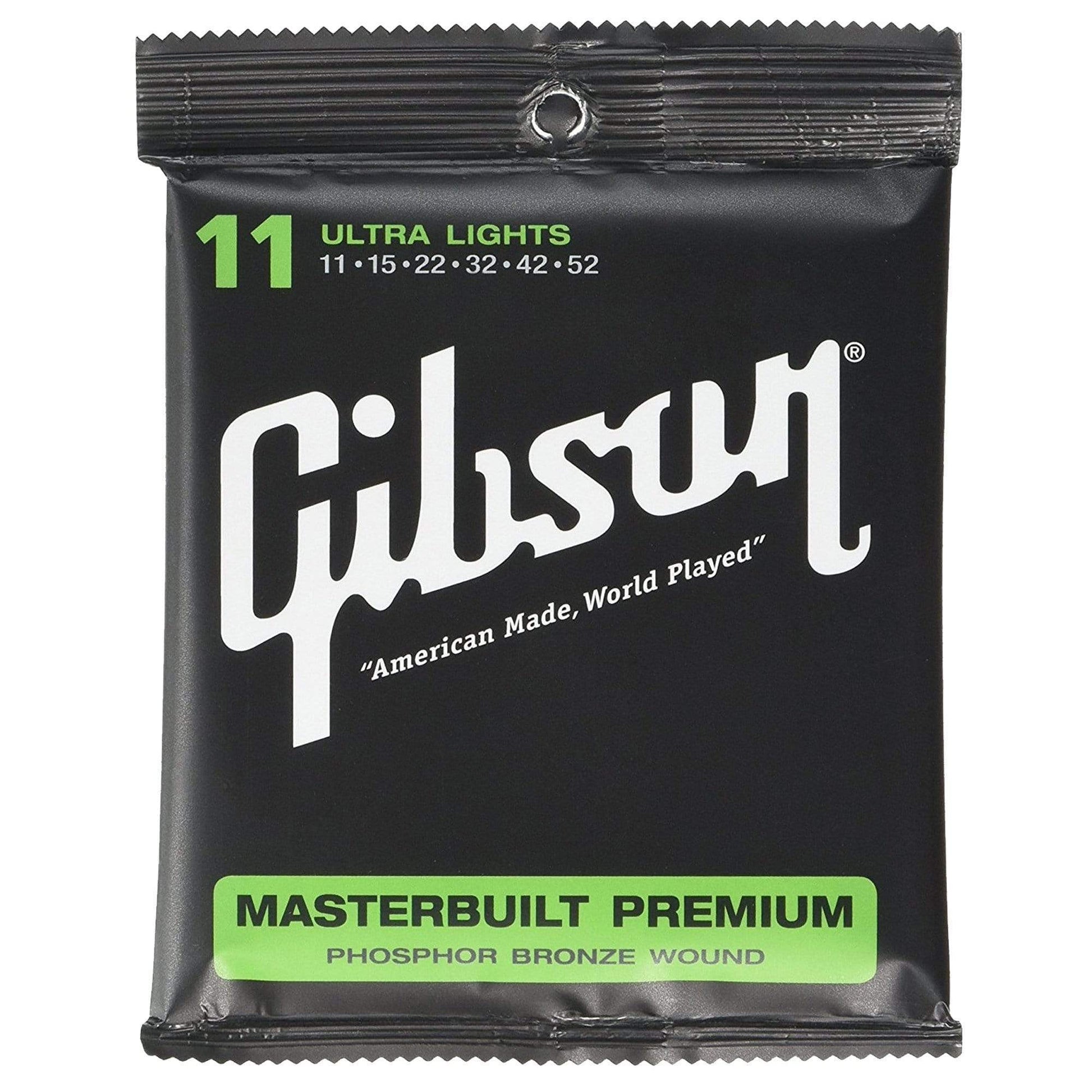Gibson Gear Masterbuilt Premium Phosphor Bronze Acoustic Guitar Strings 11-52 (6 Pack Bundle) Accessories / Strings / Guitar Strings