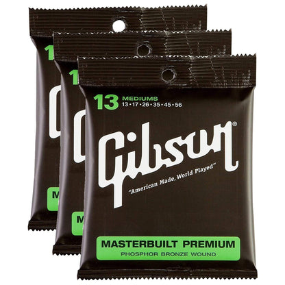 Gibson Gear Masterbuilt Premium Phosphor Bronze Acoustic Guitar Strings 13-56 (3 Pack Bundle) Accessories / Strings / Guitar Strings